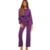Womens Tailored Pullover Longsleeve Laceup Jumpsuit