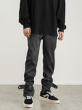 Snakeskin PU Button Straight Leather Pants