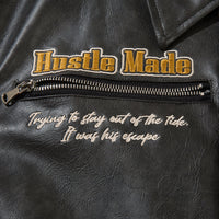 European And American Letters Embroidered Lapel Loose Leather Coat