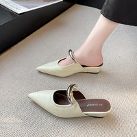Elegant Pointed Toe Metal One-Strap Mules 2025 Summer New Wedge Heel Platform Sandals For Women