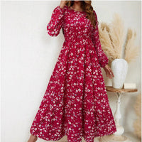 New Vintage Print Long-sleeve Dress