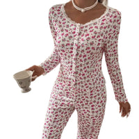 Women's Lace Printed Two-Piece Loungewear Set