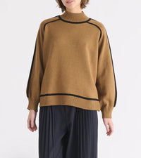 Maillard Autumn And Winter Striped Contrast Color Top For Women
