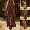 Retro Bohemian Print V-neck Slip Dress