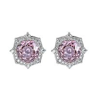 Flower Ring Elegant Graceful High Carbon Diamond Goose Yellow Stud Earrings