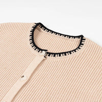 Women's Design Color Matching Button Knitted Long Sleeve Sweater Coat