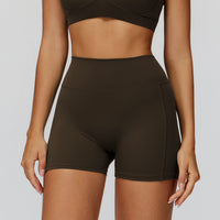Brushed Yoga Shorts High Waist Slim Fit Sports Shorts