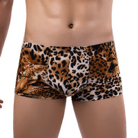 Men's Printed Leopard Snake Print Low Boxer Briefs