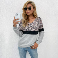 Leopard-print V-neck Casual Top For Women