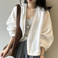 Artistic Retro Ramie Long-sleeved Loose All-match Sun Protection Shirt Top