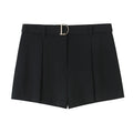 With Belt Pleated Casual Shorts