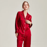 Silk Pajamas Womens Long-Sleeve Two-Piece Set