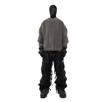 Long-sleeve Washed Vintage Fake Two-Piece Dyed American Streetwear T-Shirt