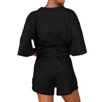 Women's Elastic-Waist Shorts Fashionable Casual Set