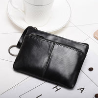 Short Cowhide Zipper Driver's License Wallet Student Retro Male Coin Purse Coin Bag