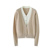 Women's Fake Two-piece V-neck Sweater