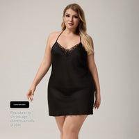 Plus Size Silk Chiffon Camisole Pajamas For Women Lace Nightgown With A V Neck