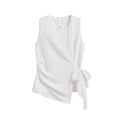 Women's Lace-up Sleeveless Shirt Irregular Cinched Top