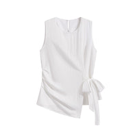 Women's Lace-up Sleeveless Shirt Irregular Cinched Top