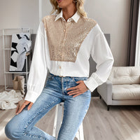 Fashionable Trendy Sequined Long-sleeved Women's Fashion Shirt