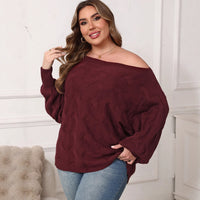 Plus Size Women's Sexy Off-shoulder Batwing Sleeve Loose Pullover