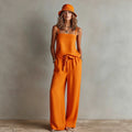 Suspender Wide-Leg Pants Set Womens Casual Two-Piece Set