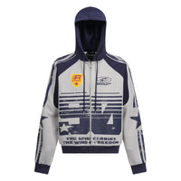 Mottled Distressed Printed Sports Hoodie