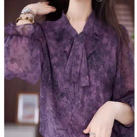 Fashionable Long-Sleeve Floral Chiffon Shirt