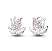 Pink-purple Iris Hoop Folded-ear Bunny Ear Jewelry Niche-design Copper-plated Silver Earrings