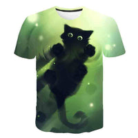 Summer Kids Korean Kitty Print Short Sleeve