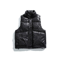 Solid Color Large Pocket Outdoor Work Clothes Down Vest Jacket