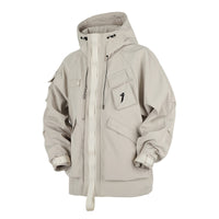 Mechanical Style Multi-pocket Loose Casual Hooded Jacket