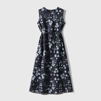 Printed Waist-Cinching Sleeveless Dress For Women