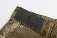 Men's Washed And Worn Raw Edge Denim Shorts