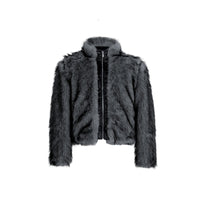 Plush Thickened Coat PU Leather Stitching Fur Short Baggy Coat