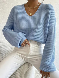 Solid Color Long Sleeve Pullover Loose Casual Women