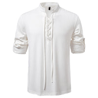 Men's Casual Long Sleeve Drawstring Design T-shirt