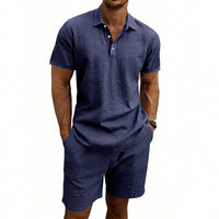 Linen Casual Mens Loose Short-Sleeve Shorts Set