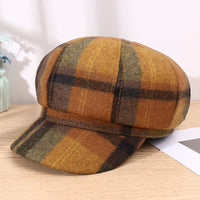 Korean Style Color Matching Plaid Beret Fashion Artistic Sunshade