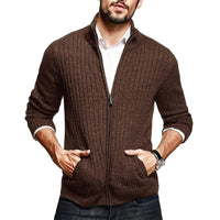 Men's Solid Color Half Turtleneck Long Sleeve Zipper Slim Sweater