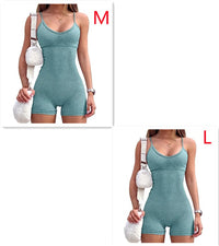 Spaghetti Strap Shorts Jumpsuit Sports Yoga Workout Tight Romper Women Fashion Fitness Sportwear
