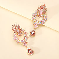 Luxury Full Rhinestone Teardrop Pendant Large Earrings Elegant Fashion Statement Jewelry Women Party Prom Wedding Accessories