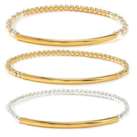 Metal Bead Bracelet With Contrasting Color Patchwork