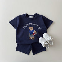 Summer New Children's Short-sleeved Bear Two-piece Suit