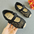 Hollow Lace Flat Girls Net Shoes Korean Version Velcro Baby Fish Mouth Shoes