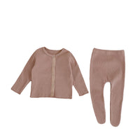 Spring Clothing Infant Boys And Girls Baby Thread Cardigan Coat Big Bottom Pantyhose 2-piece Suit
