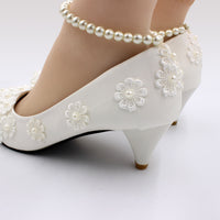 Plus Size White Medium Heel Wedding Shoes Bride