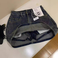 Retro Blue High Waist Slimming Denim Skirt For Women