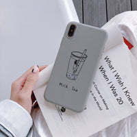 Creative Printing Cartoon Milk Tea Girl Soft Phone Case