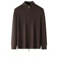 Mens Cardigan Sweater With Stand Collar And Zipper Jacket